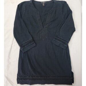 J. Crew Women's Black Dress Size Medium Cotton Tunic Shift 32" Shoulder to Hem